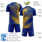 Custom Royal Old Gold Line Sublimation Soccer Uniform Jersey