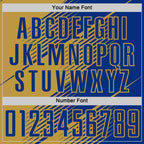 Custom Royal Old Gold Line Sublimation Soccer Uniform Jersey