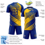 Custom Royal Yellow Line Sublimation Soccer Uniform Jersey