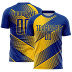 Custom Royal Yellow Line Sublimation Soccer Uniform Jersey