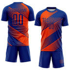 Custom Royal Orange Line Sublimation Soccer Uniform Jersey