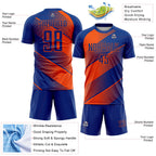 Custom Royal Orange Line Sublimation Soccer Uniform Jersey