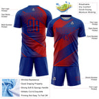 Custom Royal Red Line Sublimation Soccer Uniform Jersey