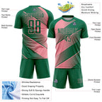 Custom Kelly Green Medium Pink Line Sublimation Soccer Uniform Jersey