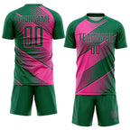 Custom Kelly Green Pink Line Sublimation Soccer Uniform Jersey
