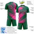 Custom Kelly Green Pink Line Sublimation Soccer Uniform Jersey