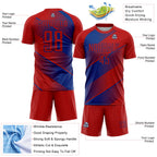 Custom Red Royal Line Sublimation Soccer Uniform Jersey