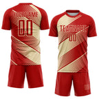 Custom Red Cream Line Sublimation Soccer Uniform Jersey
