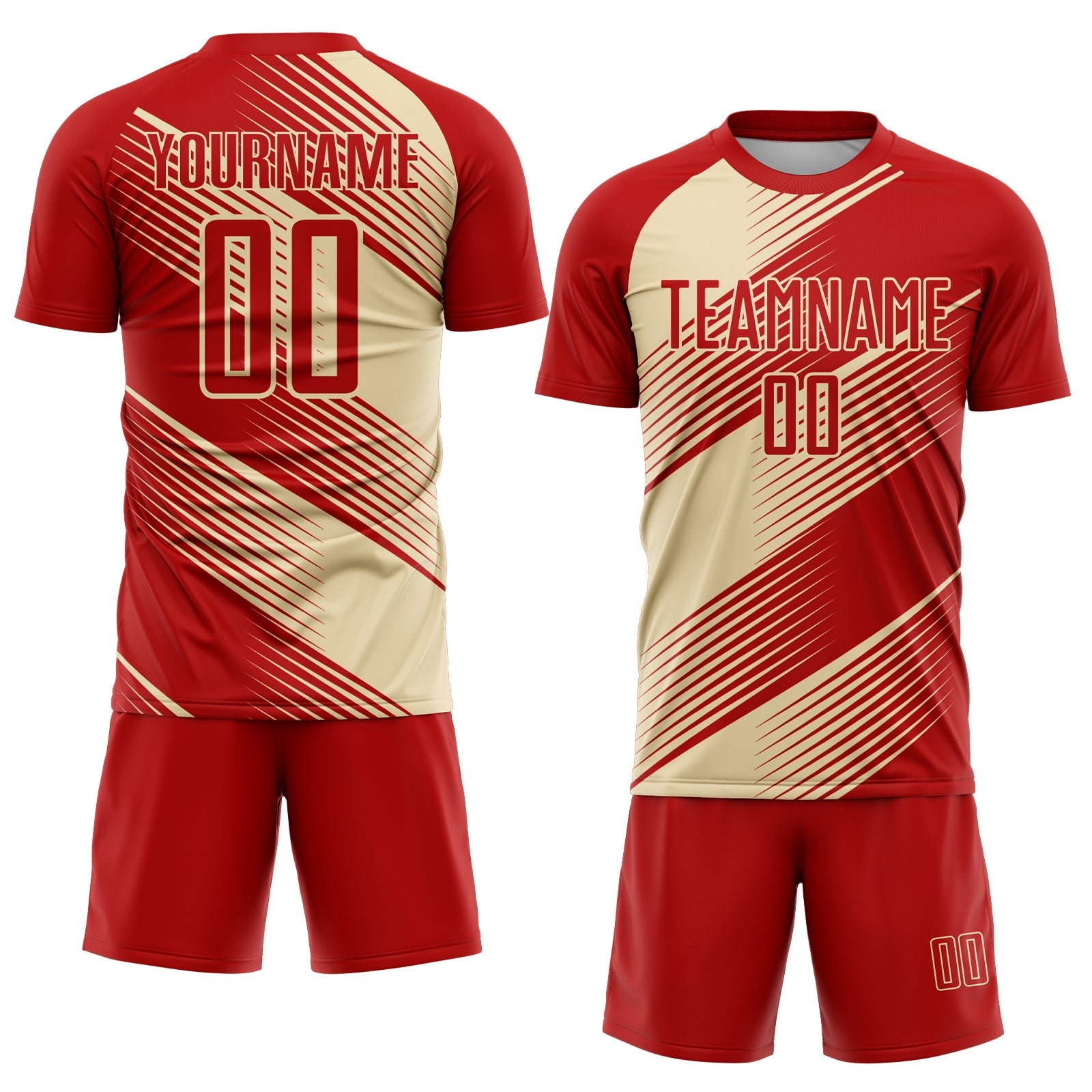 Custom Red Cream Line Sublimation Soccer Uniform Jersey