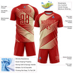 Custom Red Cream Line Sublimation Soccer Uniform Jersey