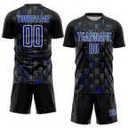 Custom Black Royal-White Lightning Sublimation Soccer Uniform Jersey
