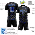 Custom Black Royal-White Lightning Sublimation Soccer Uniform Jersey