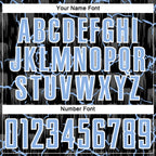 Custom Black Light Blue-White Lightning Sublimation Soccer Uniform Jersey