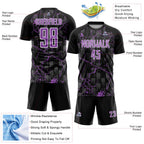 Custom Black Medium Purple-White Lightning Sublimation Soccer Uniform Jersey
