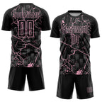 Custom Black Light Pink Lightning Sublimation Soccer Uniform Jersey