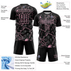 Custom Black Light Pink Lightning Sublimation Soccer Uniform Jersey