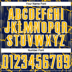 Custom Navy Gold-White Lightning Sublimation Soccer Uniform Jersey