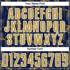 Custom Navy Old Gold-White Lightning Sublimation Soccer Uniform Jersey