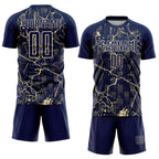 Custom Navy Cream Lightning Sublimation Soccer Uniform Jersey