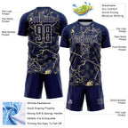 Custom Navy Cream Lightning Sublimation Soccer Uniform Jersey
