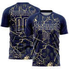 Custom Navy Cream Lightning Sublimation Soccer Uniform Jersey
