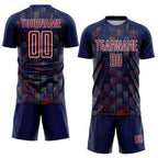 Custom Navy Crimson-White Lightning Sublimation Soccer Uniform Jersey