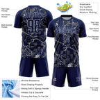 Custom Navy Silver Lightning Sublimation Soccer Uniform Jersey