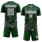 Custom Green Gray-White Lightning Sublimation Soccer Uniform Jersey