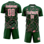 Custom Green Medium Pink-White Lightning Sublimation Soccer Uniform Jersey
