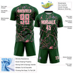 Custom Green Medium Pink-White Lightning Sublimation Soccer Uniform Jersey
