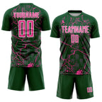 Custom Green Pink-White Lightning Sublimation Soccer Uniform Jersey