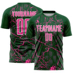 Custom Green Pink-White Lightning Sublimation Soccer Uniform Jersey