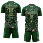 Custom Green Cream Lightning Sublimation Soccer Uniform Jersey