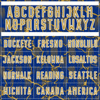 Custom Royal Old Gold-White Lightning Sublimation Soccer Uniform Jersey