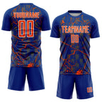 Custom Royal Orange-White Lightning Sublimation Soccer Uniform Jersey