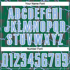 Custom Kelly Green Light Blue-White Lightning Sublimation Soccer Uniform Jersey