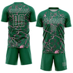 Custom Kelly Green Light Pink Lightning Sublimation Soccer Uniform Jersey