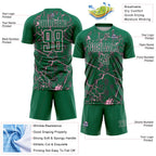 Custom Kelly Green Light Pink Lightning Sublimation Soccer Uniform Jersey