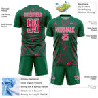Custom Kelly Green Neon Pink-White Lightning Sublimation Soccer Uniform Jersey