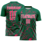 Custom Kelly Green Neon Pink-White Lightning Sublimation Soccer Uniform Jersey