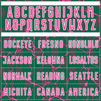 Custom Kelly Green Pink-White Lightning Sublimation Soccer Uniform Jersey