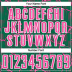 Custom Kelly Green Pink-White Lightning Sublimation Soccer Uniform Jersey