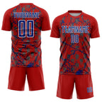 Custom Red Royal-White Lightning Sublimation Soccer Uniform Jersey