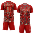 Custom Red Cream Lightning Sublimation Soccer Uniform Jersey