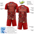 Custom Red Cream Lightning Sublimation Soccer Uniform Jersey