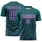 Custom Teal Purple-White Lightning Sublimation Soccer Uniform Jersey