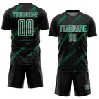 Custom Black Kelly Green-White Abstract Fragment Art Splash Sublimation Soccer Uniform Jersey