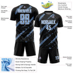 Custom Black Light Blue-White Abstract Fragment Art Splash Sublimation Soccer Uniform Jersey
