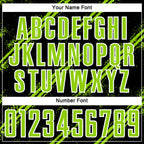 Custom Black Neon Green-White Abstract Fragment Art Splash Sublimation Soccer Uniform Jersey