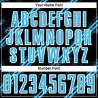 Custom Black Sky Blue-White Abstract Fragment Art Splash Sublimation Soccer Uniform Jersey